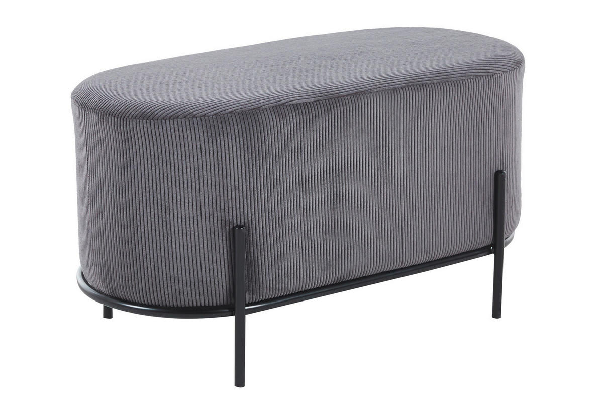 HOCKER Cord Grau  - Schwarz/Grau, MODERN, Textil/Metall (80/42/40cm) - Livetastic