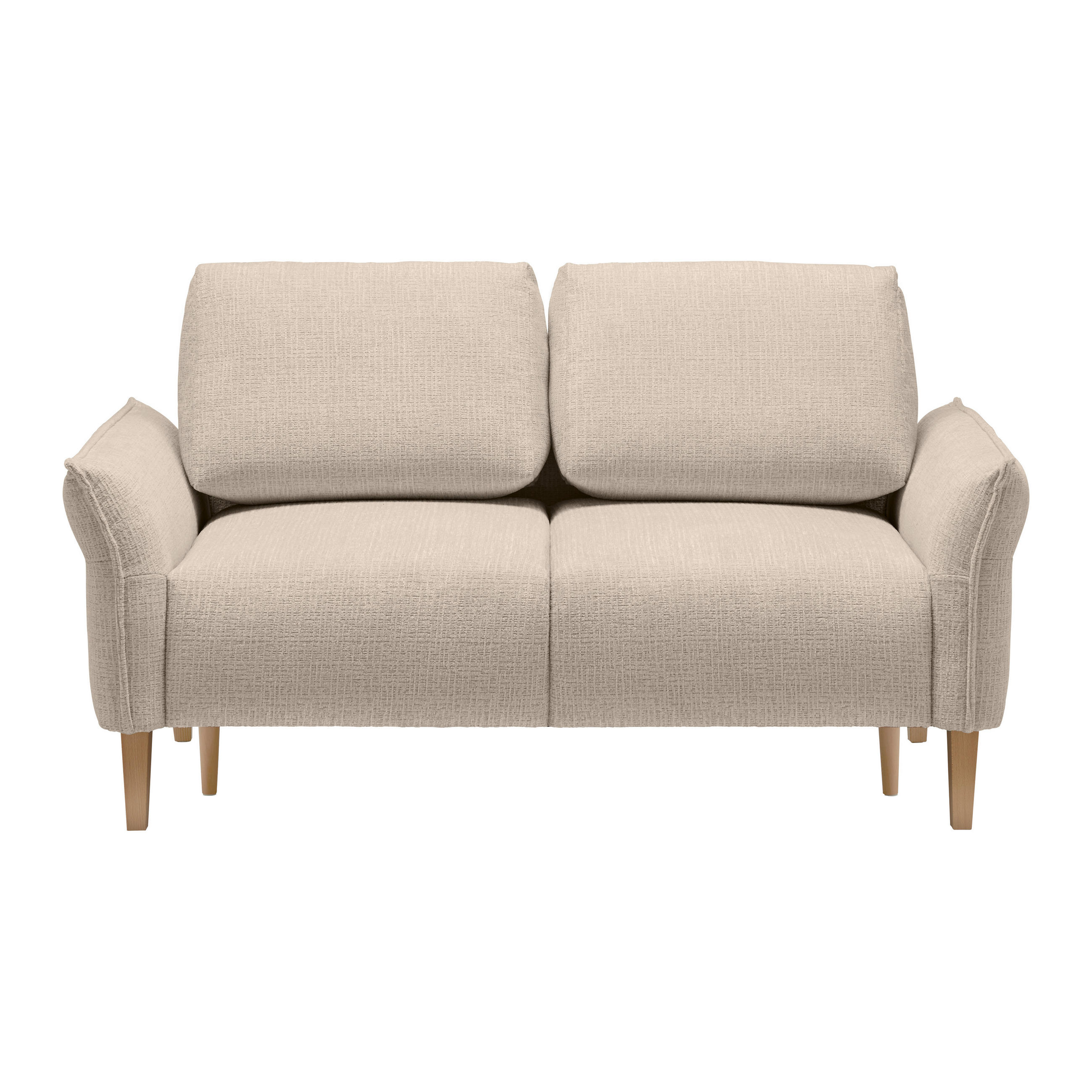 2-SITZER-SOFA in Webstoff Beige  - Eichefarben/Beige, Modern, Holz/Textil (150/85/92cm) - MID.YOU