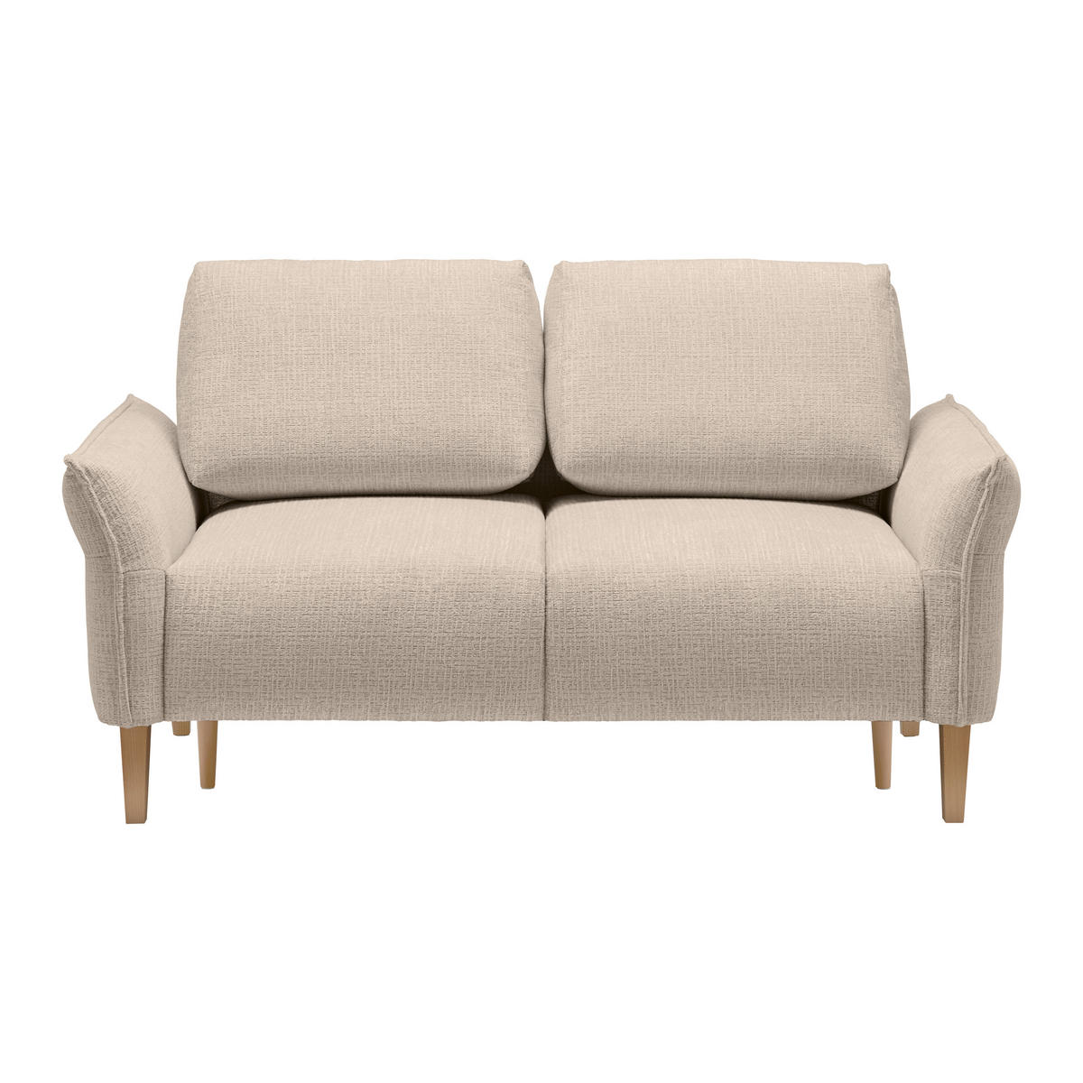 2-SITZER-SOFA in Webstoff Beige  - Eichefarben/Beige, Modern, Holz/Textil (150/85/92cm) - MID.YOU