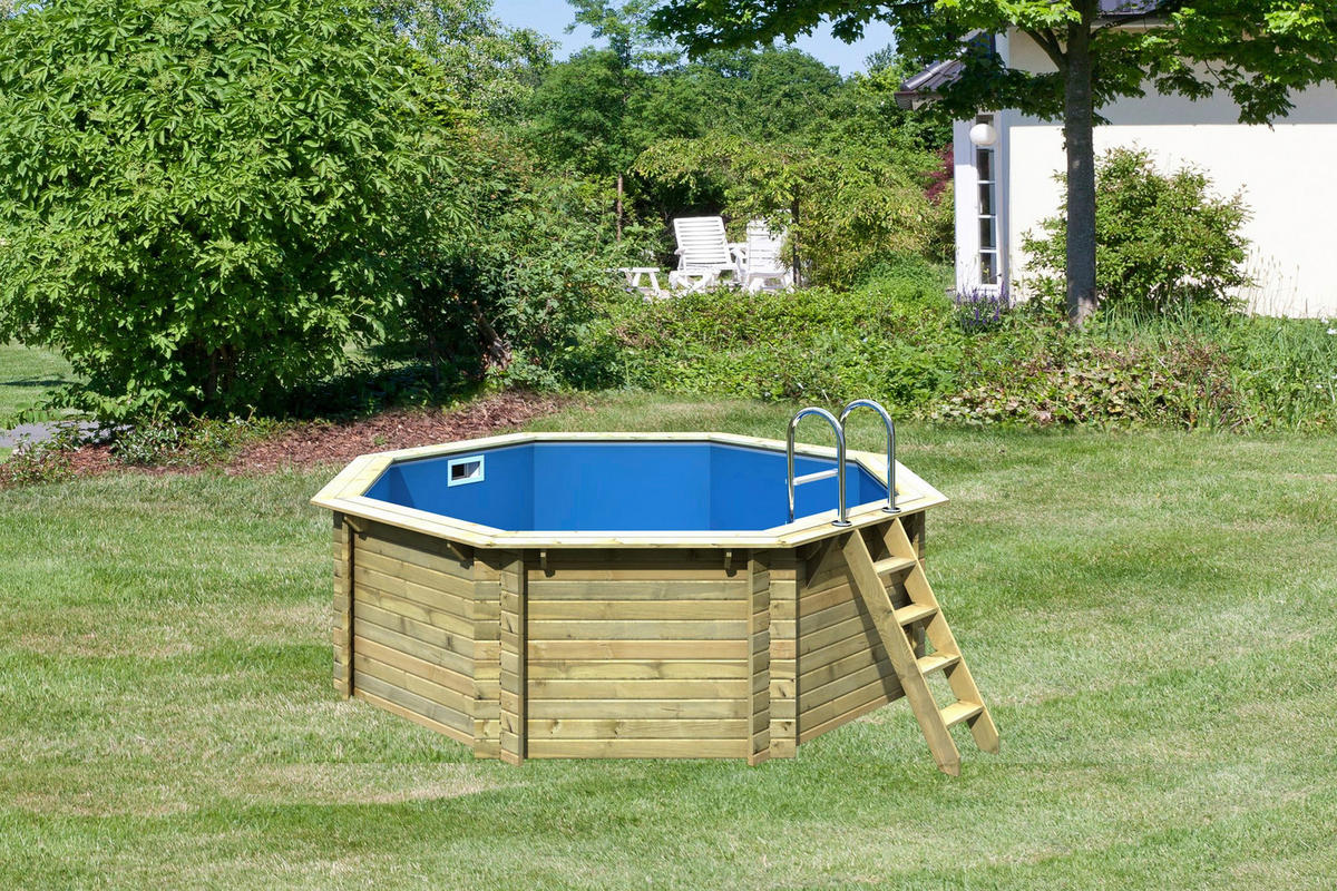 POOL-SET IBIZA 1 KDI 400/124 cm  - Blau/Naturfarben, Basics, Holz (400/124cm) - Karibu
