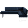 ECKBANK 227/165 cm  in Edelstahlfarben, Dunkelblau  - Edelstahlfarben/Dunkelblau, Design, Textil/Metall (227/165cm) - Moderano