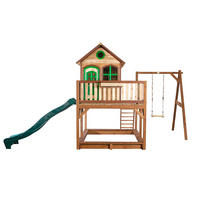 SPIELTURM 541/291/277 cm SPIELTURM LIAM  - Braun/Grün, Basics, Holz/Kunststoff (541/291/277cm)