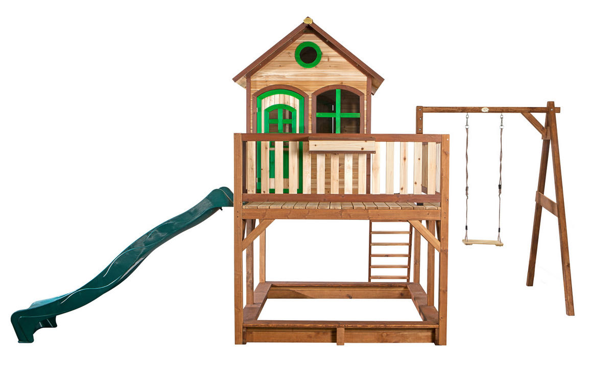 SPIELTURM 541/291/277 cm SPIELTURM LIAM  - Braun/Grün, Basics, Holz/Kunststoff (541/291/277cm)