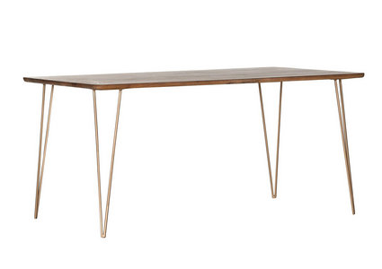 Esstisch Mangoholz Massiv Rechteckig Braun Goldfarben Online