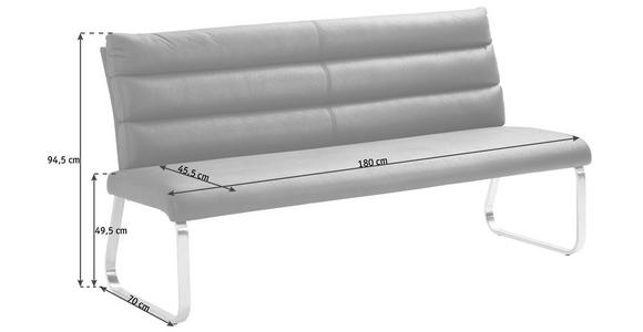 SITZBANK 180/94,5/70 cm in Edelstahlfarben, Dunkelbraun - Edelstahlfarben/Dunkelbraun, Design, Textil/Metall (180/94,5/70cm) - Cantus