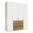 DREHTÜRENSCHRANK in Weiß, Eichefarben - Eichefarben/Alufarben, Design, Holzwerkstoff/Metall (200/236/58cm) - Hom`in DREHTÜRENSCHRANK in Weiß, Eichefarben - Eichefarben/Alufarben, Design, Holzwerkstoff/Metall (200/236/58cm) - Hom`in