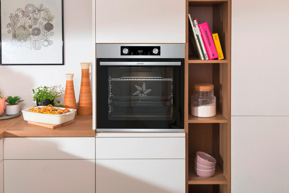 BACKOFENSET BLACK PEPPER SIX  - Edelstahlfarben, Basics, Glas/Metall (59,5/59,5/56,4cm) - Gorenje