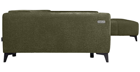 ECKSOFA  in Chenille Olivgrün  279/222 cm  - Schwarz/Olivgrün, KONVENTIONELL, Kunststoff/Textil (279/222cm) - Hom`in