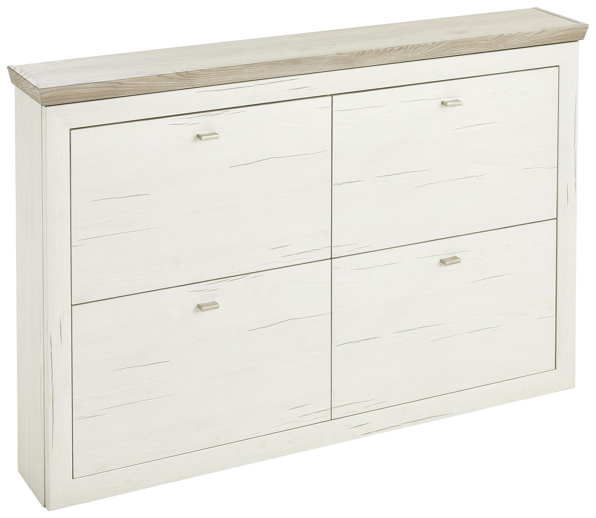 FALI CIPŐSSZEKRÉNY 140/92/22,5 cm  - nikkel/fehér, Lifestyle, faalapú anyag/fém (140/92/22,5cm) - Hom`in