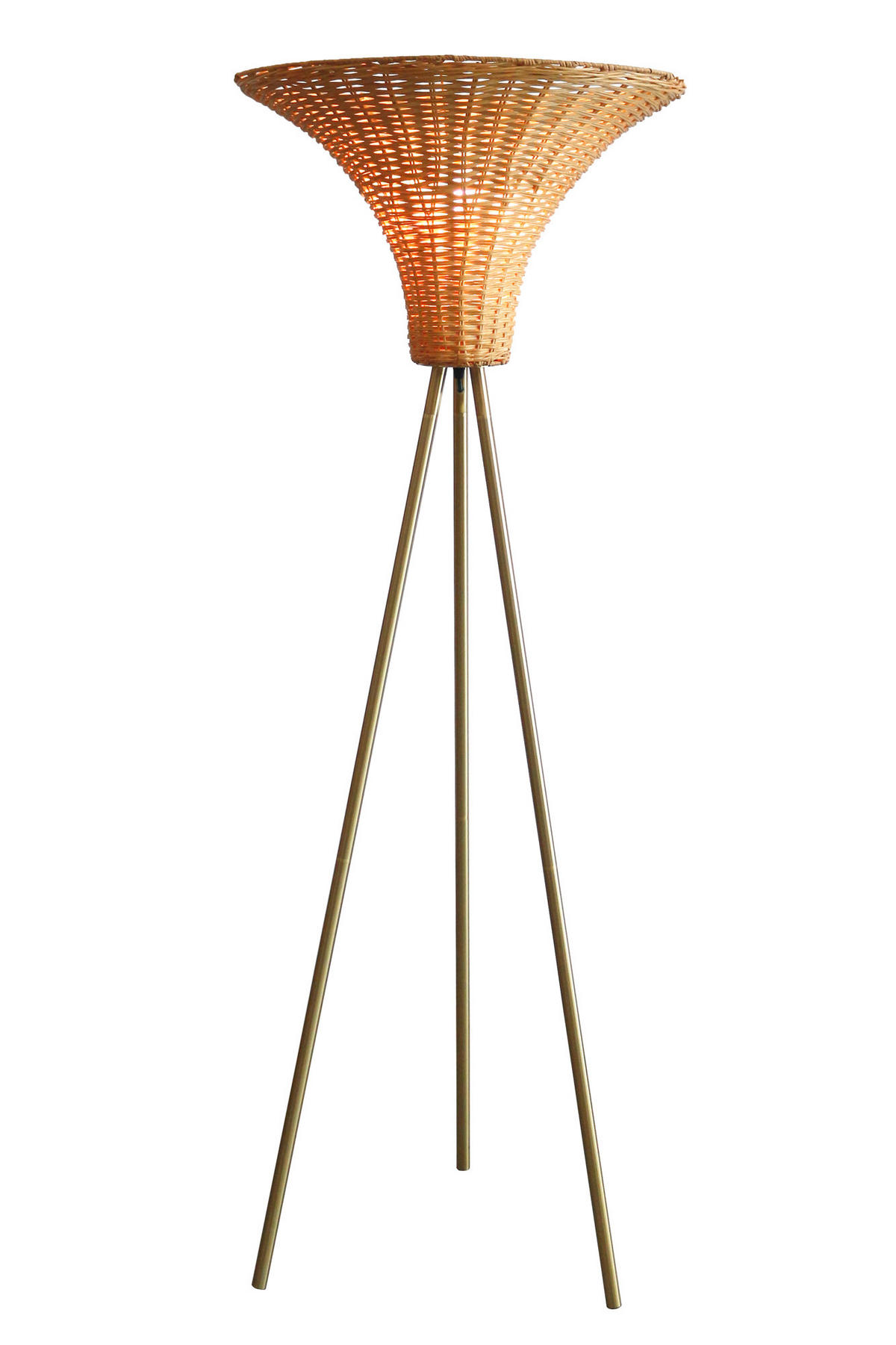 STEHLEUCHTE  55/150/55 cm   - Messingfarben/Naturfarben, Design, Holz/Metall (55/150/55cm) - P & B