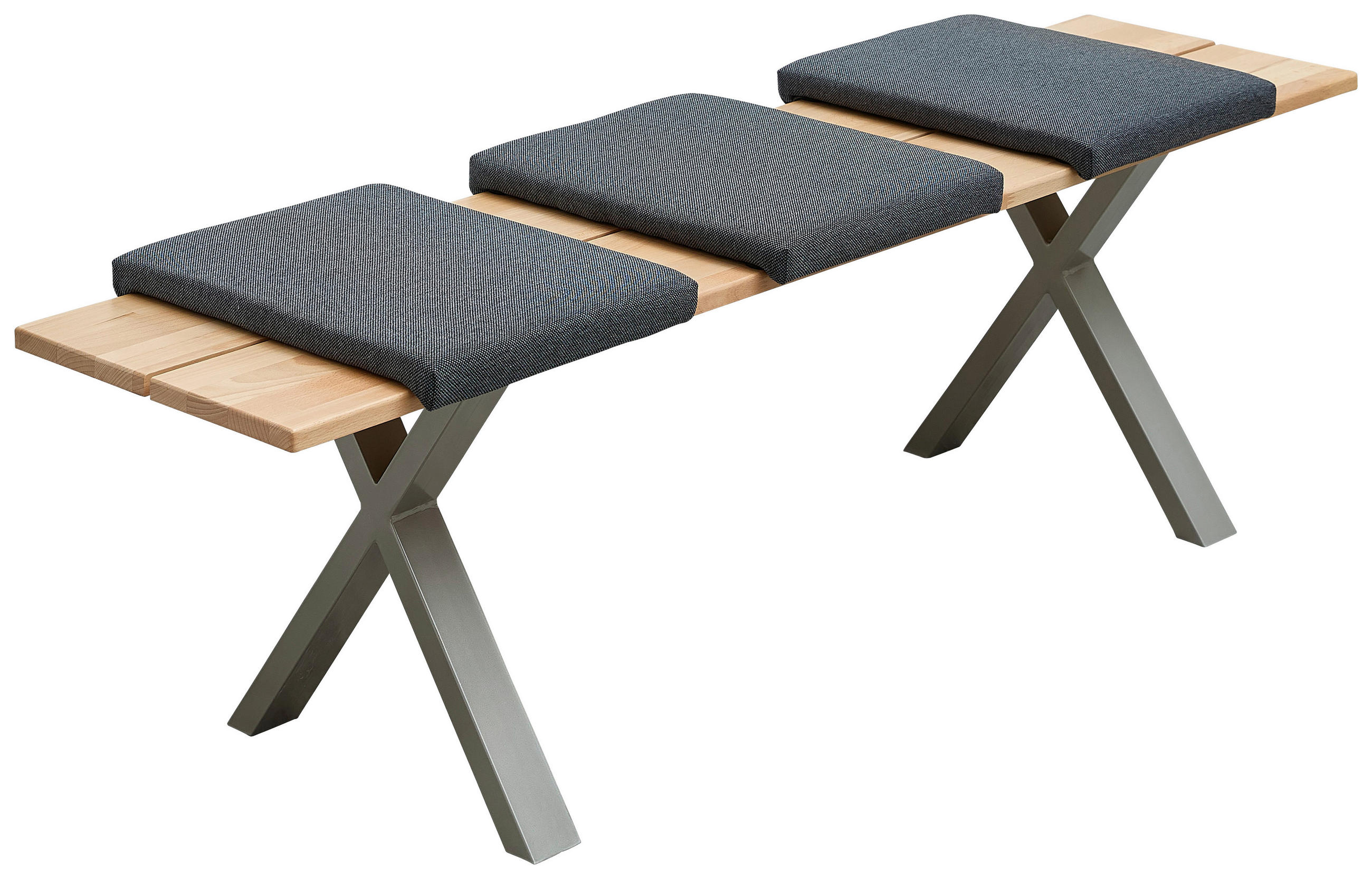 3-SITZER-BANK 160/48/38 cm Buchefarben, Nickelfarben Kernbuche massiv  - Buchefarben/Nickelfarben, Natur, Holz/Textil (160/48/38cm) - Carryhome