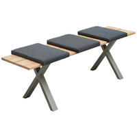 3-SITZER-BANK 160/48/38 cm Buchefarben, Nickelfarben Kernbuche massiv  - Buchefarben/Nickelfarben, Natur, Holz/Textil (160/48/38cm) - Carryhome