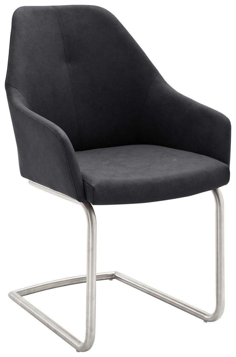 CHAISE ACCOUDOIRS  in Edelstahl Lederlook  - Edelstahlfarben/Anthrazit, Design, Textil/Metall (55/88/62cm) - Novel