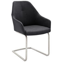CHAISE ACCOUDOIRS  in Edelstahl Lederlook  - Edelstahlfarben/Anthrazit, Design, Textil/Metall (55/88/62cm) - Novel
