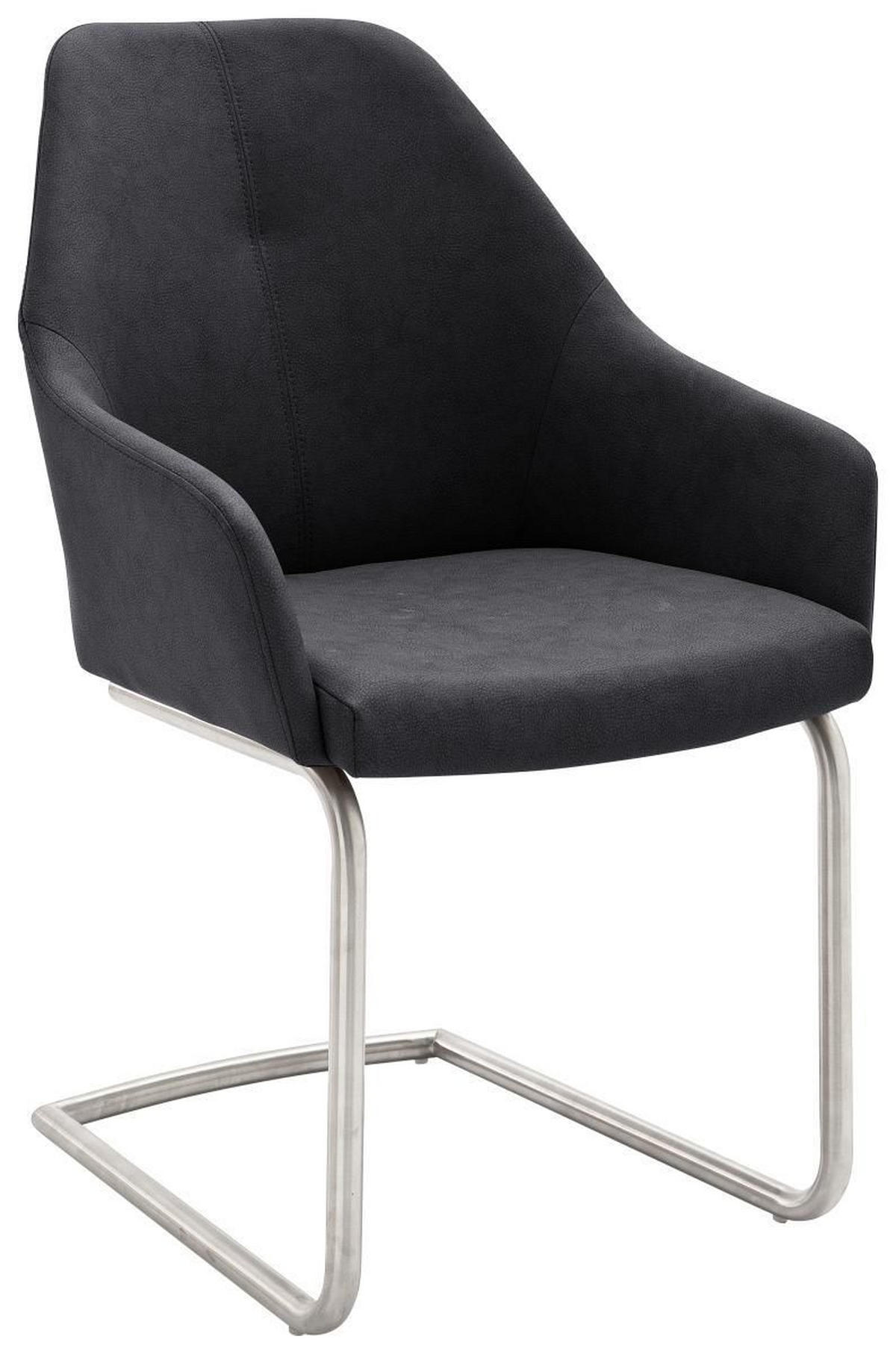CHAISE ACCOUDOIRS  in Edelstahl Lederlook  - Edelstahlfarben/Anthrazit, Design, Textil/Metall (55/88/62cm) - Novel