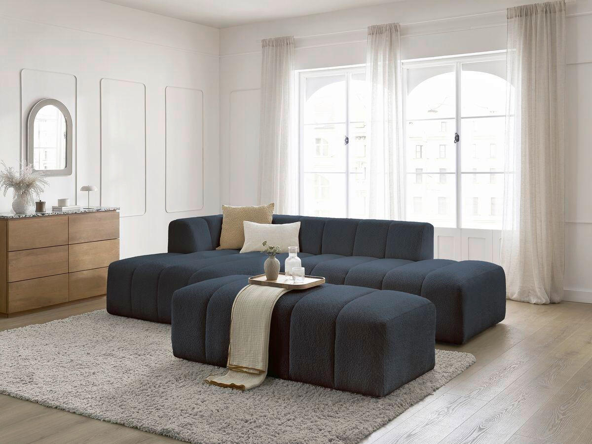 ECKSOFA  ANNECY Dunkelblau Bouclé  - Schwarz/Dunkelblau, MODERN, Kunststoff/Textil (170/262cm)