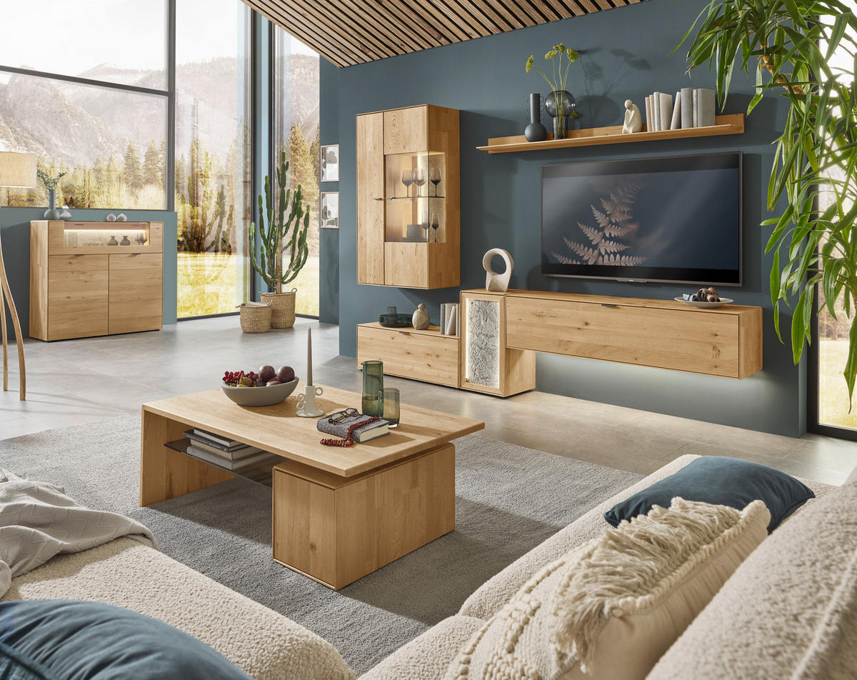 HIGHBOARD Wildeiche  121,9/121,5/45,2 cm  - Wildeiche, Natur, Glas/Holz (121,9/121,5/45,2cm) - Valnatura