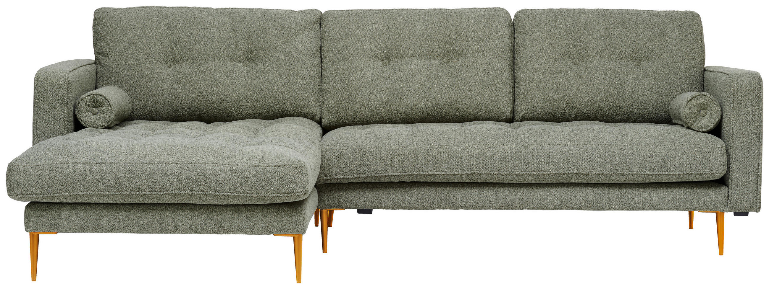 ECKSOFA beflockt Olivgrün  - Goldfarben/Olivgrün, Design, Textil/Metall (165/277cm) - Livetastic