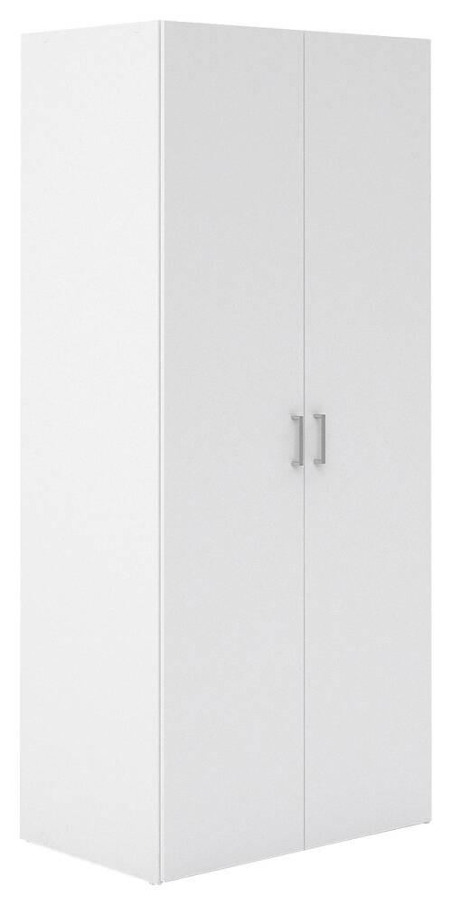 OMARA ZA OBLAČILA, bela - srebrne barve/bela, Basics, kovina/leseni material (77,6/175,4/49,5cm) - MID.YOU
