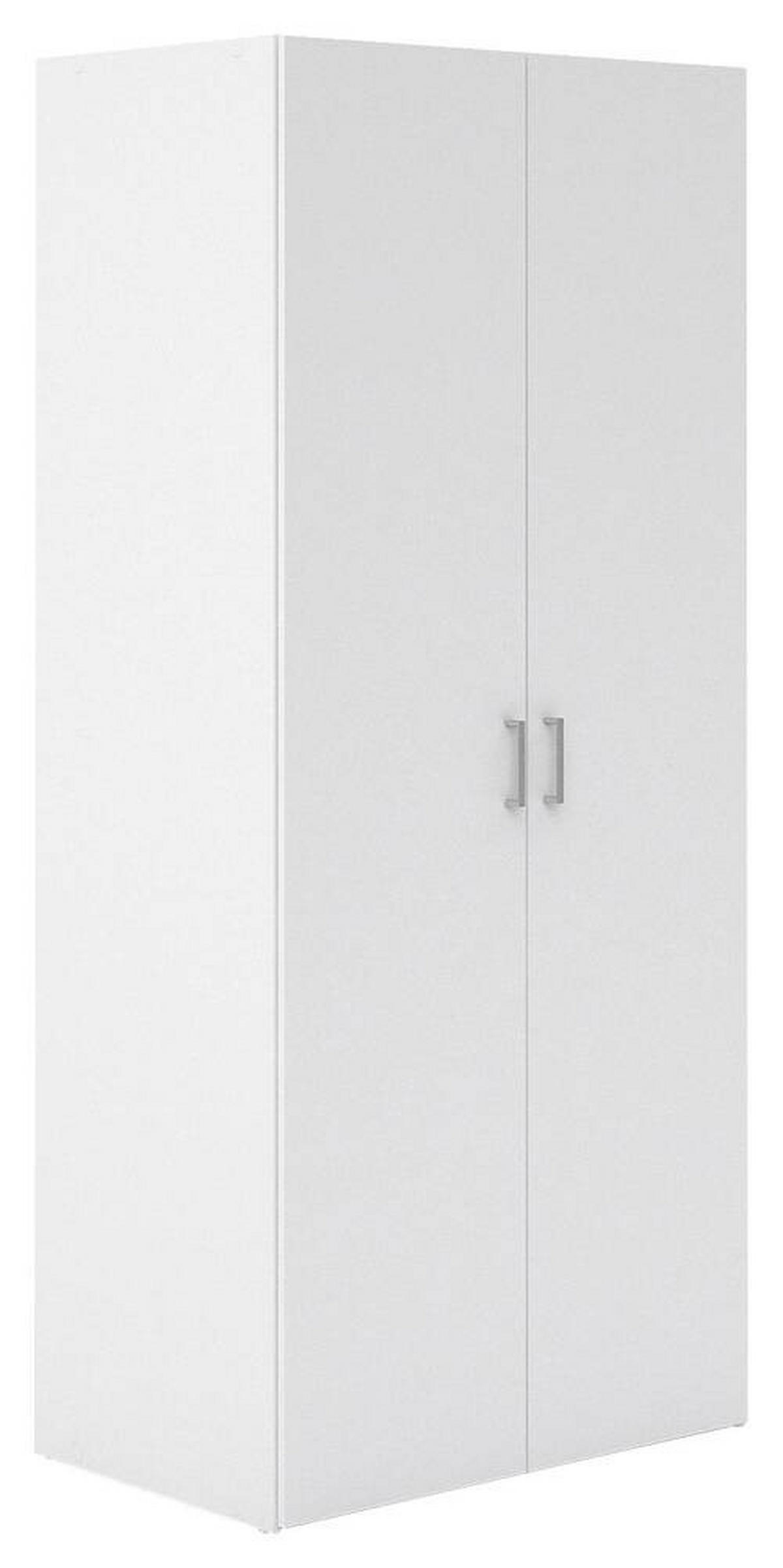 KLEIDERSCHRANK in Weiss  - Weiss/Silberfarben, Basics, Holzwerkstoff/Metall (77,6/175,4/49,5cm) - MID.YOU