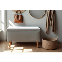 HOCKER 400 004  Cord Hellgrau  - Hellgrau/Naturfarben, Basics, Holz/Textil (91/58/41cm) - Livetastic