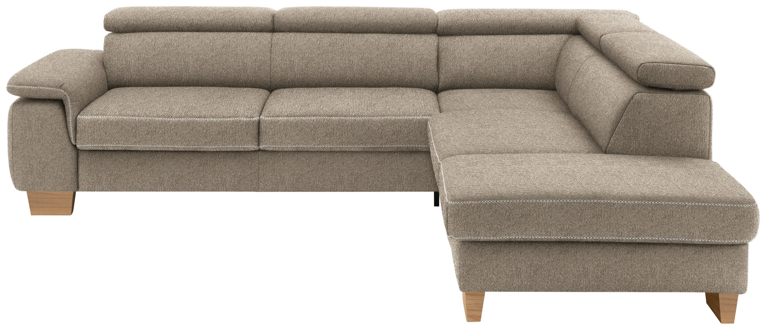 ECKSOFA Mikrofaser Greige  - Greige/Eichefarben, Natur, Holz/Textil (273/226cm) - Beldomo System