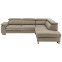 ECKSOFA Mikrofaser Greige  - Greige/Eichefarben, Natur, Holz/Textil (273/226cm) - Beldomo System
