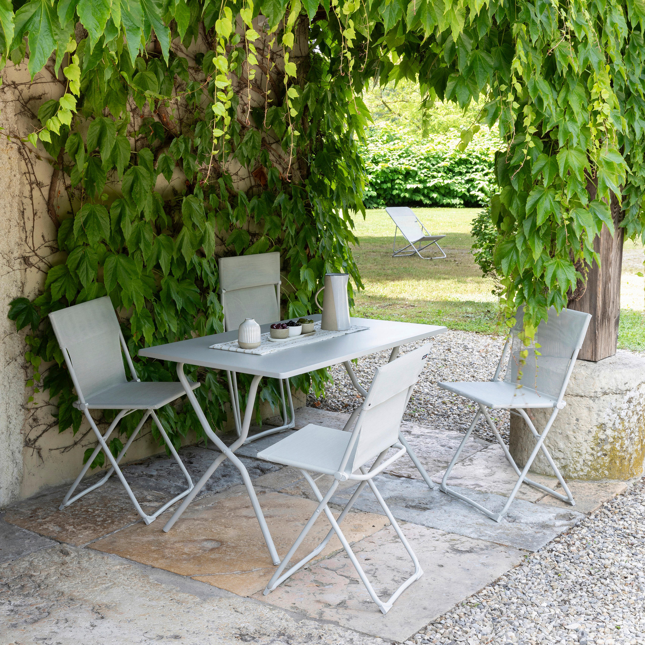 GARTENKLAPPTISCH 120/70/72 cm Metall rechteckig  - Beige, Basics, Metall (120/70/72cm) - Lafuma Mobilier