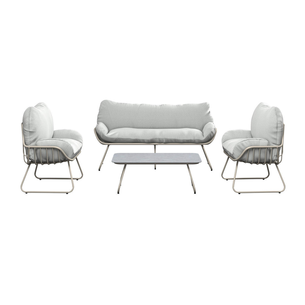 GARTENSET 4-teilig Webstoff Eisen 4-teilig  - Beige/Creme, Basics, Glas/Textil - Ambia Garden