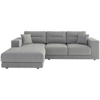 ECKSOFA Verona Hellgrau Flachgewebe  inkl.  - Hellbraun/Edelstahlfarben, Design, Kunststoff/Textil (195/272cm) - Livetastic