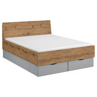 BETT 140/200 cm  in Grau, Eichefarben  - Eichefarben/Grau, Trend (140/200cm) - Stylife