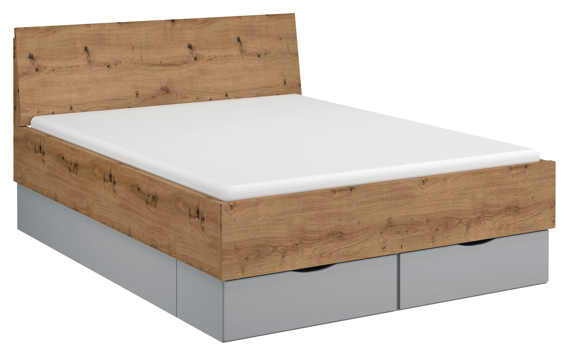 Stylife Bett Grau, Eiche 140x200 cm