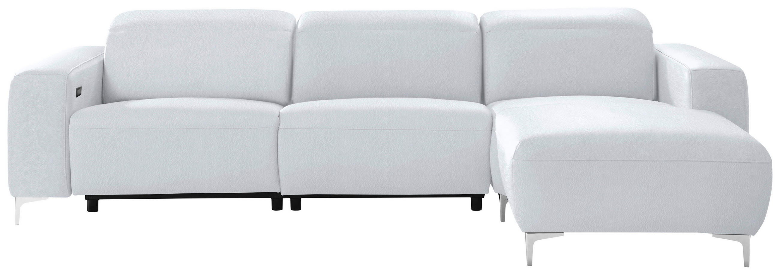 ECKSOFA in Echtleder Weiss  - Chromfarben/Weiss, Design, Leder/Metall (292/177cm) - Pure Home Lifestyle