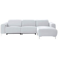 ECKSOFA in Echtleder Weiss  - Chromfarben/Weiss, Design, Leder/Metall (292/177cm) - Pure Home Lifestyle