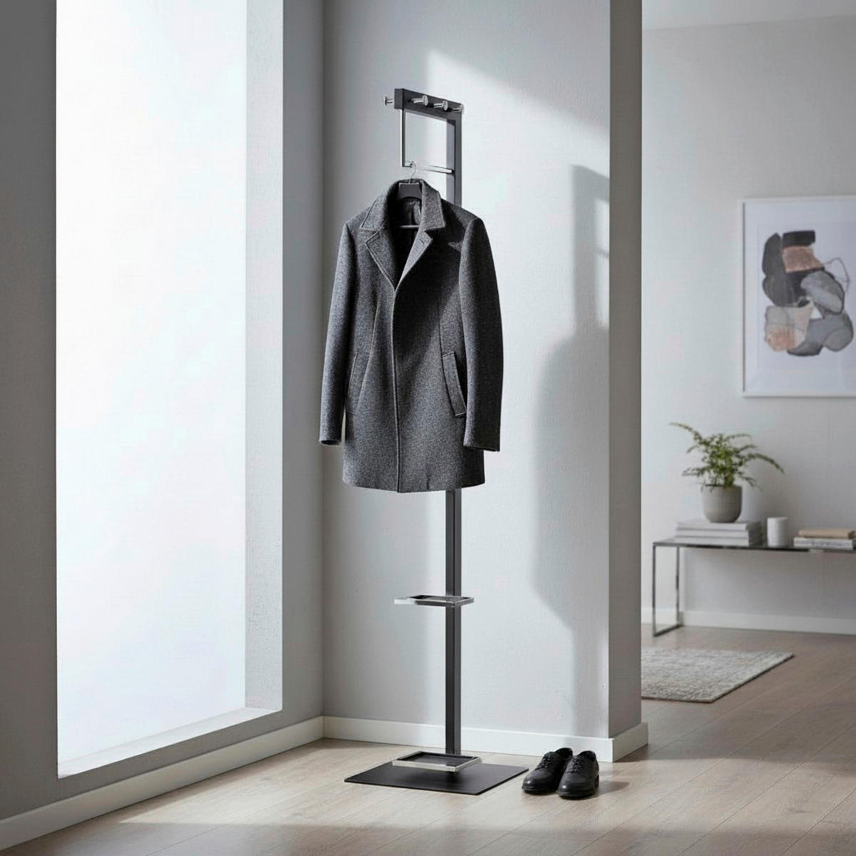 GARDEROBENSTÄNDER in Schwarz, Chromfarben 35/175/41 cm   - Chromfarben/Schwarz, Design, Metall (35/175/41cm)
