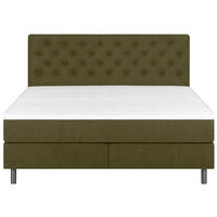 BOXSPRINGBETT 160/200 cm,  in Olivgrün, Matratze, Topper, H3 + H3 = fest  - Silberfarben/Olivgrün, KONVENTIONELL, Textil/Metall (160/200cm) - Welnova