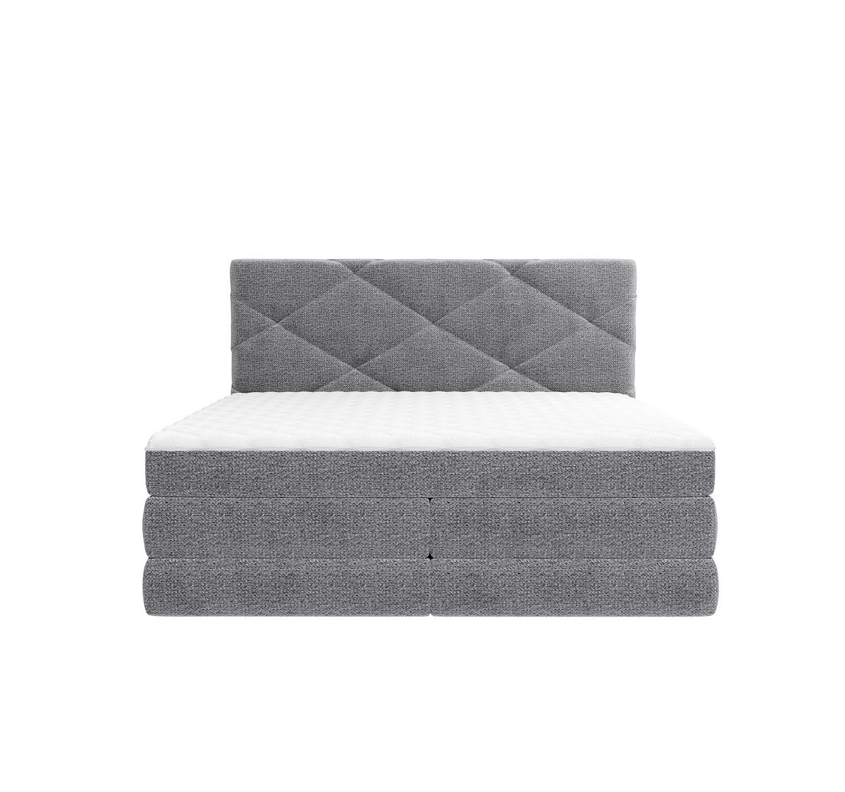 BOXSPRINGBETT 140/200 cm,  in Dunkelgrau, Bettkasten, Matratzen, H3 + H4 = fest + sehr fest  - Dunkelgrau/Schwarz, KONVENTIONELL, Kunststoff/Textil (140/200cm) - Carryhome