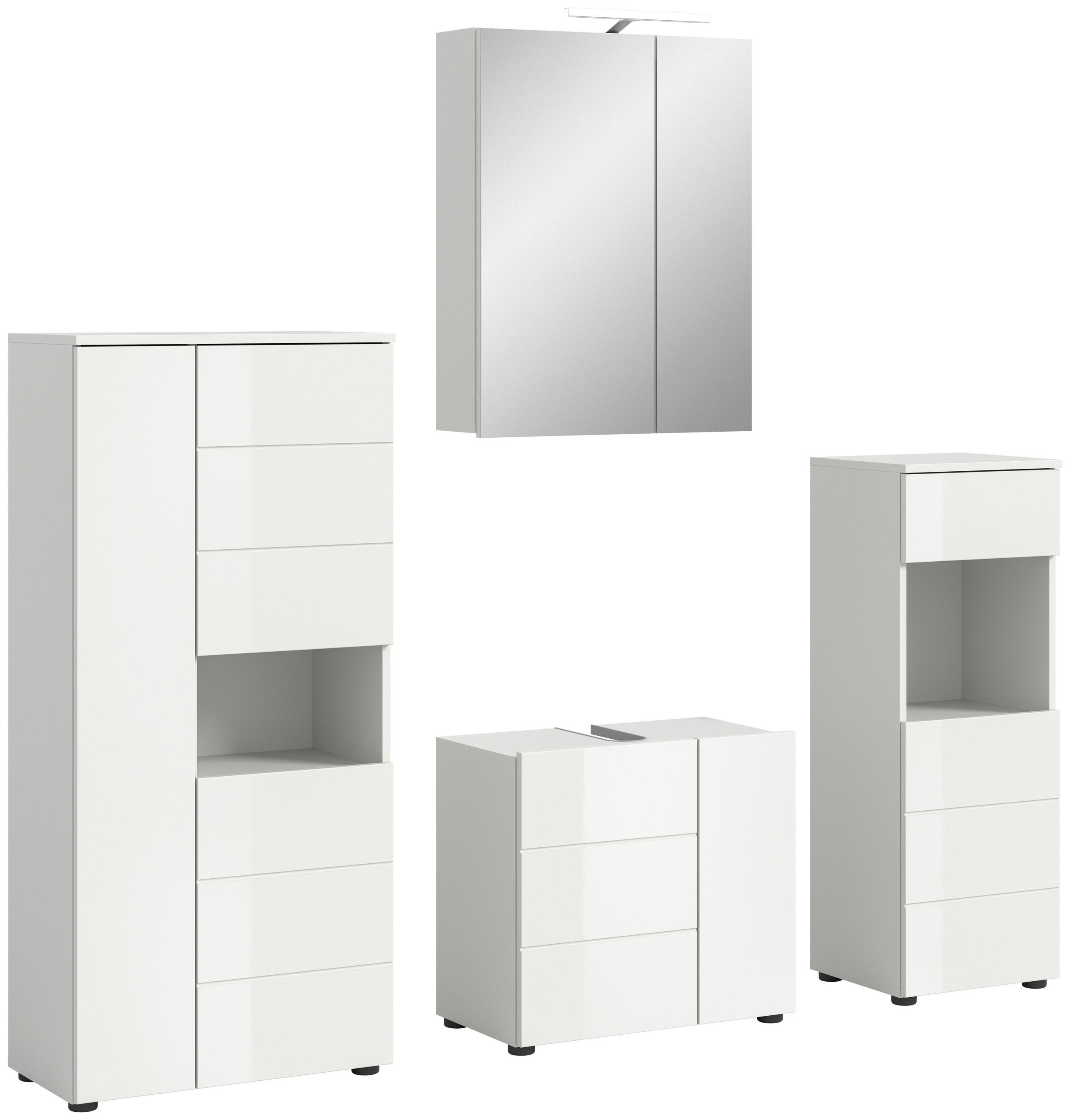 BADEZIMMER 4-teilig  in 158 cm  - Weiß Hochglanz, MODERN, Holzwerkstoff (158cm) - MID.YOU