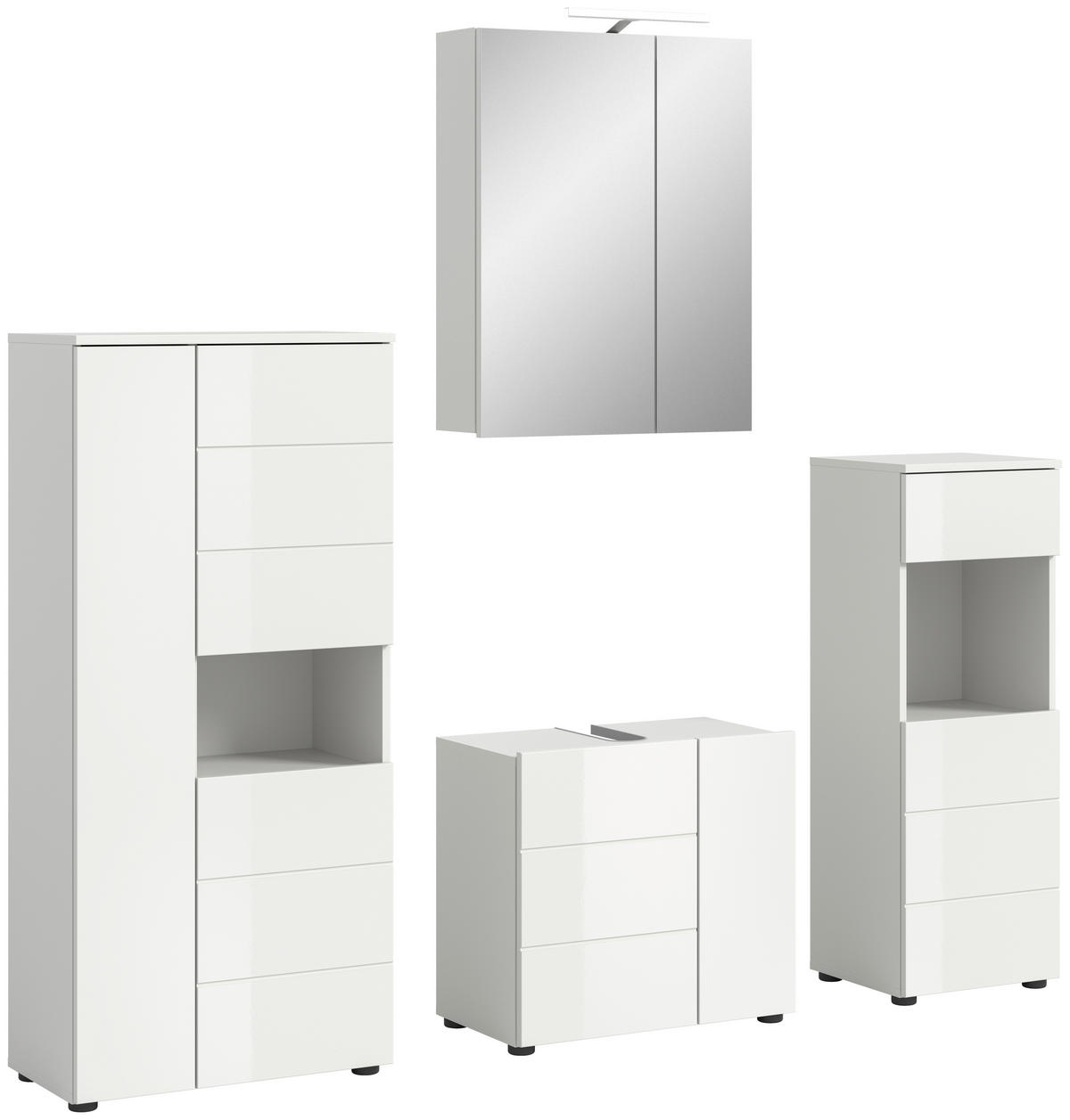 BADEZIMMER 4-teilig  in 158 cm  - Weiß Hochglanz, MODERN, Holzwerkstoff (158cm) - MID.YOU