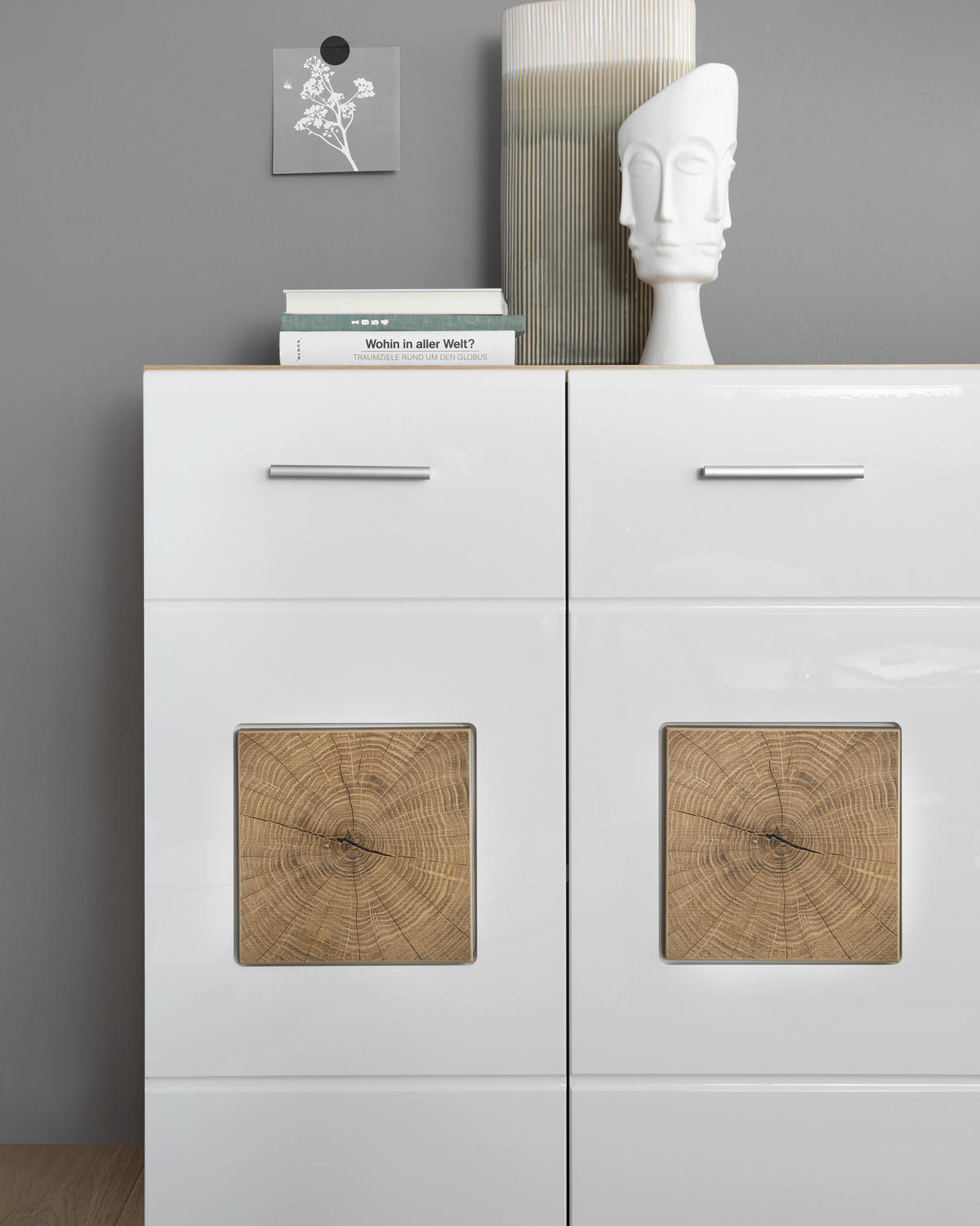SIDEBOARD 180/92/38 cm  in Eiche Artisan, Weiss Hochglanz  - Weiss Hochglanz/Weiss, Design, Holzwerkstoff/Kunststoff (180/92/38cm) - MID.YOU