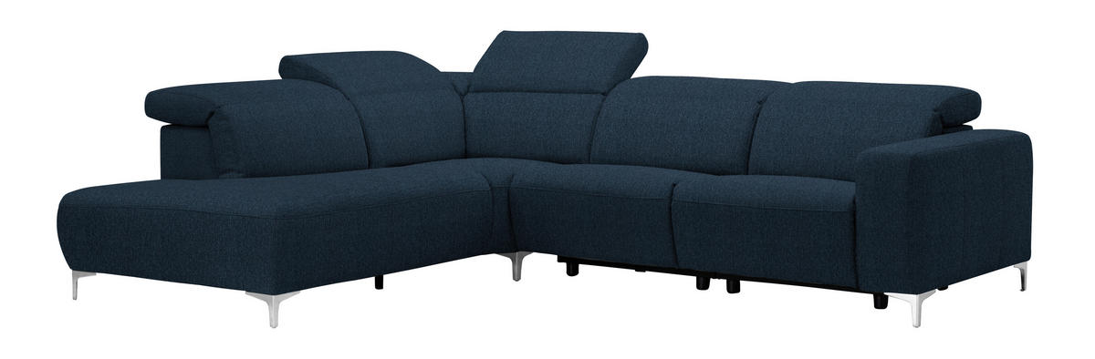 ECKSOFA Dunkelblau Flachgewebe  - Dunkelblau, Design, Textil/Metall (238/290cm) - Pure Home Lifestyle