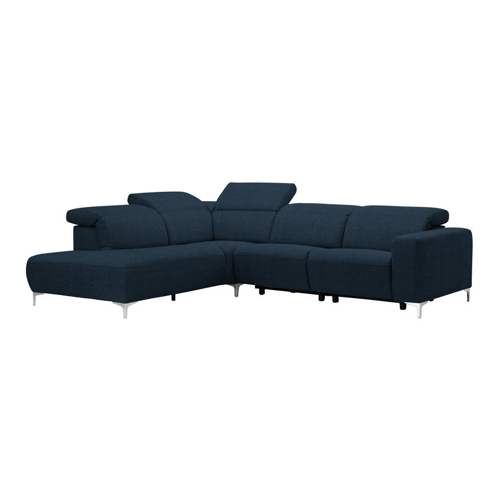 Thumbnail - Pure Home Lifestyle Ecksofa, Dunkelblau, Textil, Uni, 4-Sitzer, Ottomane links, L-Form, 290x238 cm, Goldenes M, Dgm, Typ...