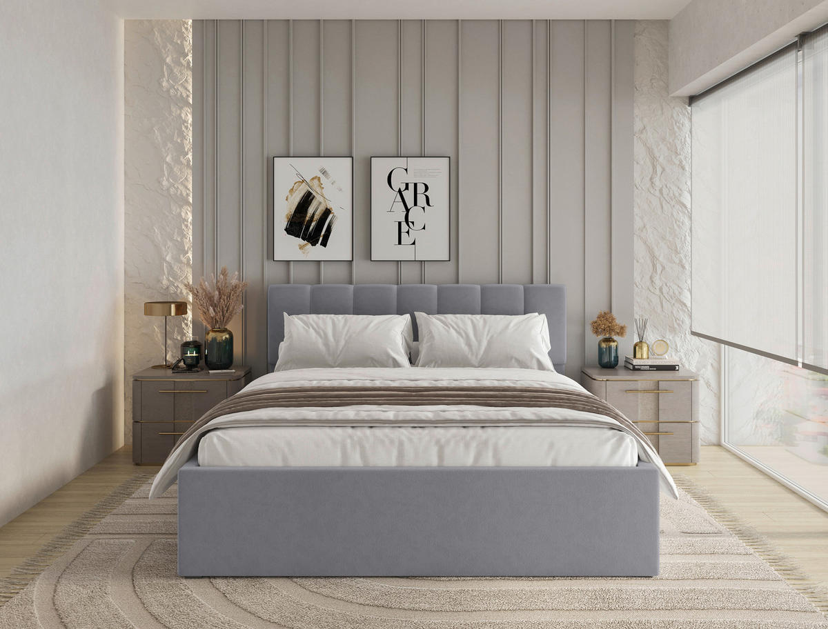 POLSTERBETT 160/200 cm  in Silberfarben  - Silberfarben/Schwarz, Design, Holz/Kunststoff (160/200cm) - Stylife