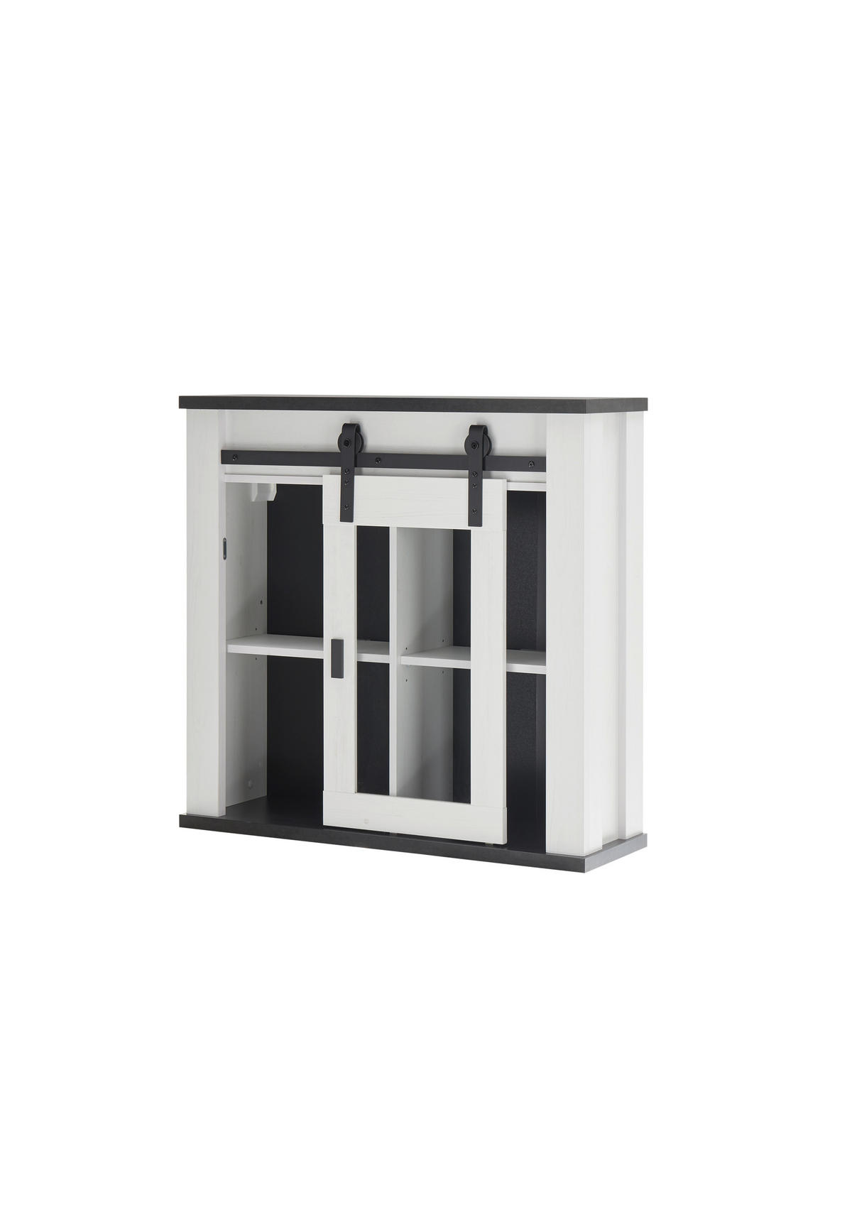 KÜCHENOBERSCHRANK 93/90/31 cm  in Anthrazit, Weiß  - Anthrazit/Schwarz, Trend, Glas/Holzwerkstoff (93/90/31cm) - MID.YOU