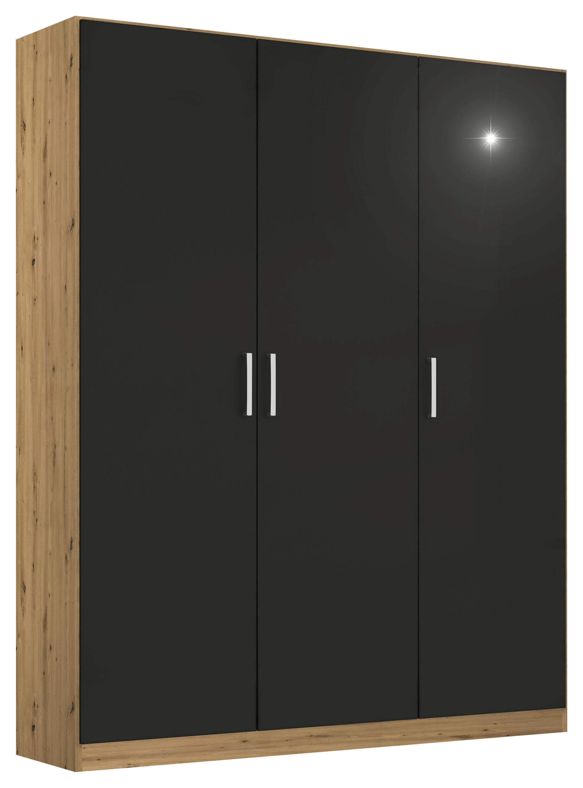 DREHTÜRENSCHRANK  in Eiche Artisan, Grau  - Chromfarben/Eiche Artisan, MODERN, Holzwerkstoff/Kunststoff (136/197/54cm) - Rauch Möbel