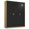 DREHTÜRENSCHRANK  in Eiche Artisan, Grau  - Chromfarben/Eiche Artisan, MODERN, Holzwerkstoff/Kunststoff (136/210/54cm) - Rauch Möbel
