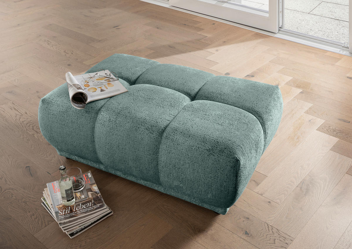 ECKSOFA Chenille Türkis  - Türkis/Schwarz, Modern, Kunststoff/Textil (284/250cm) - Livetastic