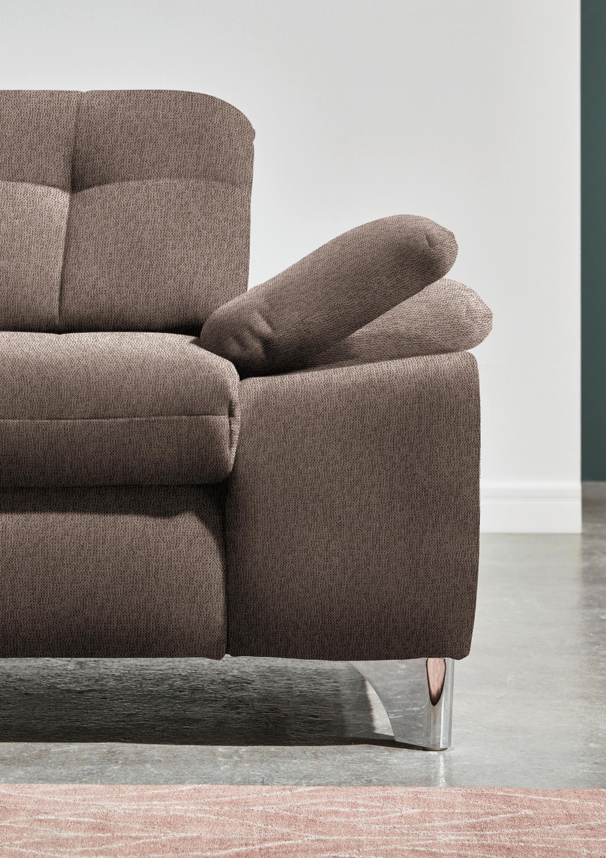 ECKSOFA in Chenille Braun  - Chromfarben/Braun, Design, Textil/Metall (260/310cm) - Beldomo Speed