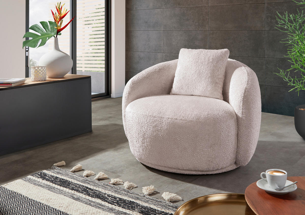 COCKTAILSESSEL in Chenille Rosa  - Schwarz/Rosa, Lifestyle, Textil/Metall (101/79/96cm) - Xora