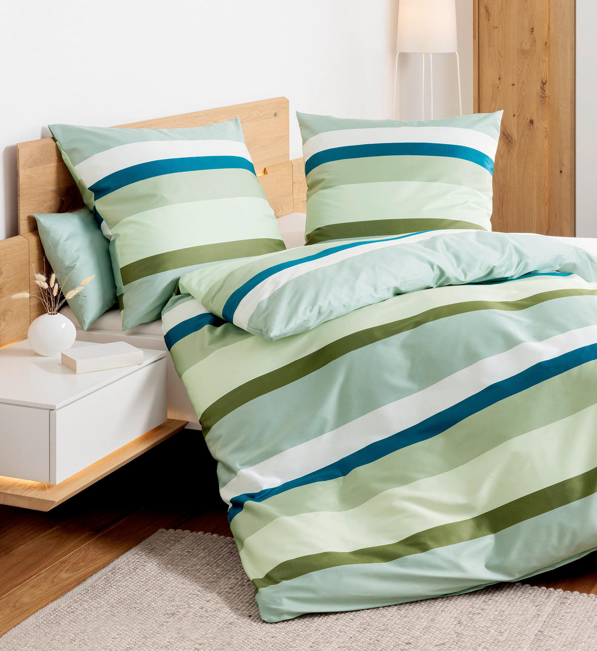 POSTELJNINA 135/200 cm mako saten zelena  - zelena, Konvencionalno, tekstil (135/200cm) - Janine